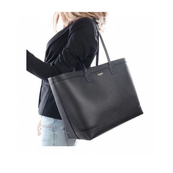 Burberry check details leather tote bag with logo - Picture 2 of 9